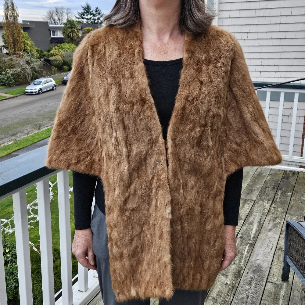 Vintage real mink cape wrap M/L